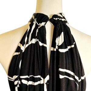 1.State - Floral Halter Flowy Rayon Maxi Dress – Black & White – Size M